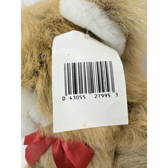 Vintage Justen 16" Plush Fuzzy Brown Teddy Bear With Red Bow Stuffed Animal - Picture 8 of 13